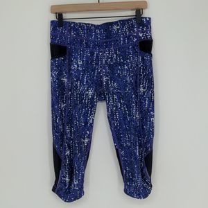 Athleta Pebble Be Free‎ Knicker Crop Leggings Size Medium Purple Mesh Inlay